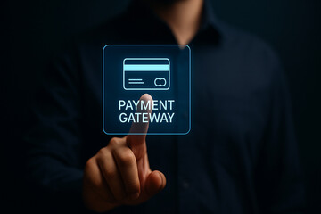 High quality photo realistic digital payment gateway icon touch screen concept with futuristic technology design for secure transaction and financial business