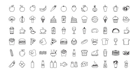 Food line art icon bundle illustration