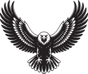 Obraz premium Eagle silhouette vector art illustration, Shapes Collection Isolated on White Background