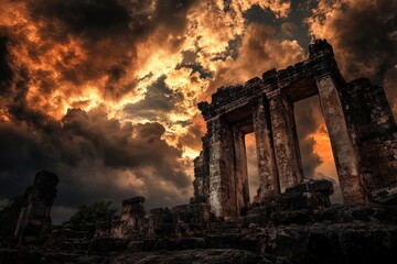 Naklejka premium Large stone building with a large archway in the middle