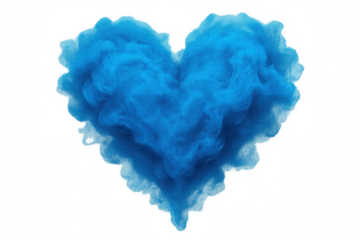 Blue smoke forming a heart shape against a transparent background, ideal for valentine's day projects