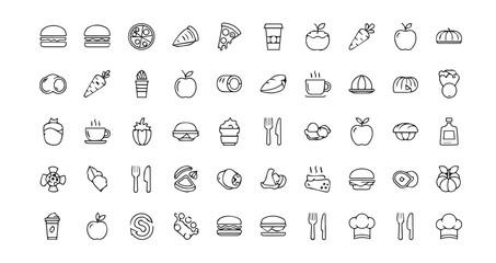 Food line art icon bundle illustration