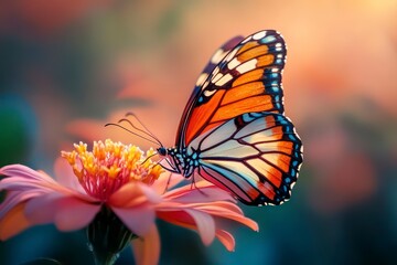 Obraz premium Butterfly is sitting on a flower