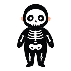 Cute skeleton costume ready for Halloween trick or treating fun