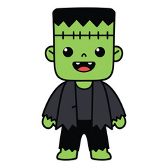 Cartoon Frankenstein Monster Smiling Ready for Halloween Fun