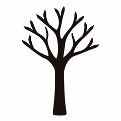 A striking silhouette of a bare tree against a stark white backdrop