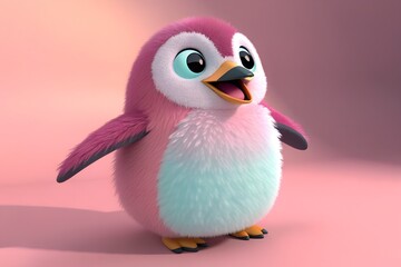 Naklejka premium 3d pink bird
