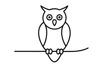 one line vector illustration of an owl sitting on