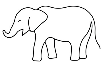 one line vector illustration of an elephant with r