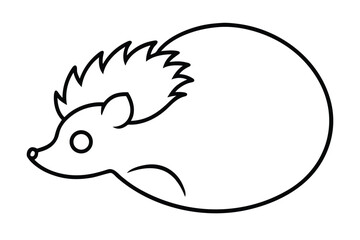 one line vector illustration of a hedgehog curled