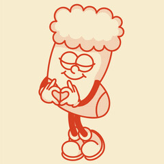 Festive christmas stocking character contour vector retro illustration holiday home decor