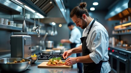 Chef using high-tech cooking devices