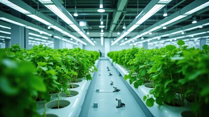 Hydroponic farming in greenhouse