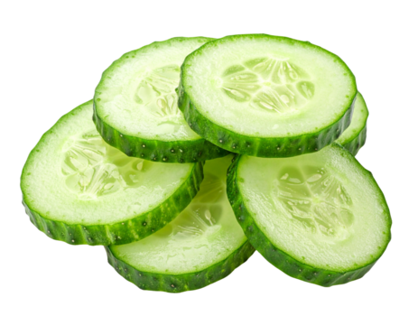 Fresh cucumber slices isolated on transparent background png