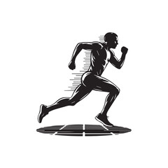 Silhouette of Running Athlete in Motion Vector Illustration