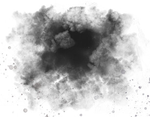 Circular Frame of White Smoke Clouds with Splatters isolated on a transparent background