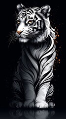 Elegant vector illustration of a regal white tiger with detailed artistic style image