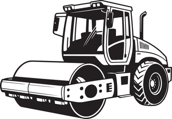 Fototapeta premium Road Roller truck silhouette vector art illustration, Shapes Collection Isolated on White Background