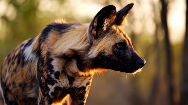 African Wild Dog Portrait Series in Golden Light Wildlife Animal Conservation Video