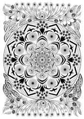 coloring full page mandala design. adult coloring page