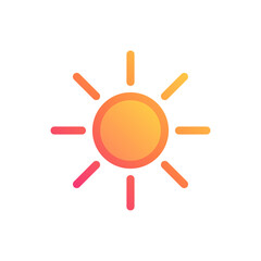 Gradient sun icon representing sunlight, weather, summer, energy, and warmth. Perfect for apps, travel, and seasonal projects.