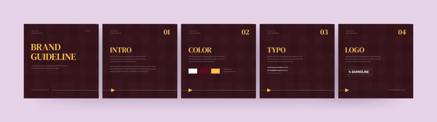 Brand guideline carousel banner template for social media post. instagram or linkedin brand identity tips series carousel layout design. Editable Carousel post for any business.