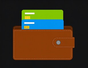 Wallet with credit cards.  Simple, flat design