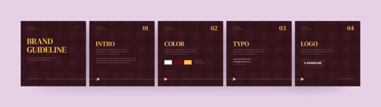 Brand guideline carousel banner template for social media post. instagram or linkedin brand identity tips series carousel layout design. Editable Carousel post for any business.