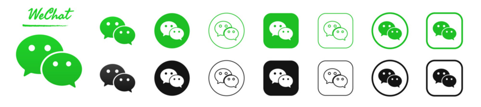 wechat vector  logo set. wechat icon, social media icons. social media and social network logos. vector editorial