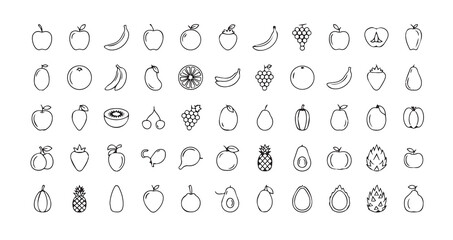 Fruits line art icon bundle illustration