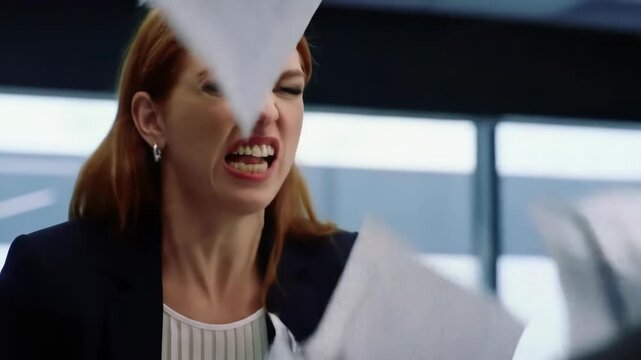 Woman expressing anger and frustration during a meeting