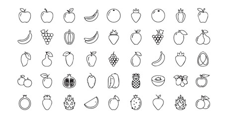 Fruits line art icon bundle illustration