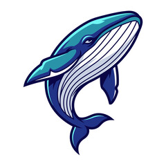 Whale Illustration: A majestic blue whale gracefully rendered, perfect for illustrating the wonders of ocean life.