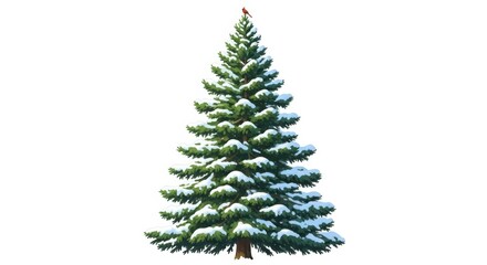 Fototapeta premium Christmas tree covered in snow isolated on white background for holiday decoration
