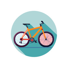 Fototapeta premium Stylized Orange Bike with Shadow on Teal Background