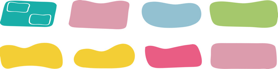 Blob shapes fluid organic set. Hand drawn empty rectangle speech bubbles blobs. Doodle organic shape. Quote minimalist frame template.  
