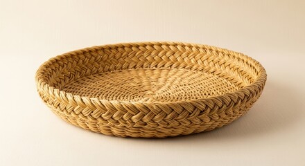 Woven basket on a neutral background in studio light