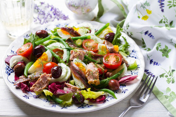 Mediterranean Tuna Salad on white plate