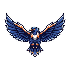  Soaring Eagle: A majestic eagle with a striking blue and orange color palette soars against the sky.