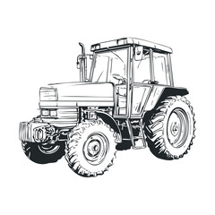 Fototapeta premium Classic tractor design for agri branding and promotions. Halloween vector illustration