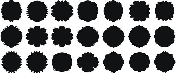 Set of vintage label and badges shape collections. Vector illustration. Black template for patch and insignia. Retro labels, badges and banners decorative elements. 