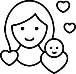 mom and baby line art icon 