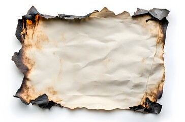 Burnt edges on old vintage paper with blank center and crisp texture