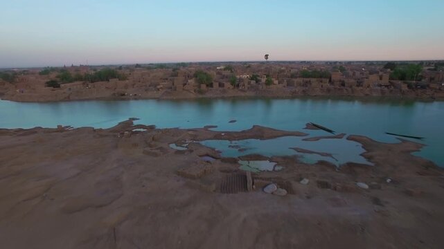 Mali &ndash; 4K Drone Aerial of Djenn&eacute; with Famous Great Mosque of Mud Architecture