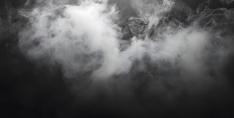 Dense white smoke against dark background in atmospheric swirling patterns