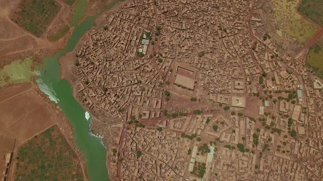 Mali &ndash; 4K Drone Aerial of Djenn&eacute; with Famous Great Mosque of Mud Architecture