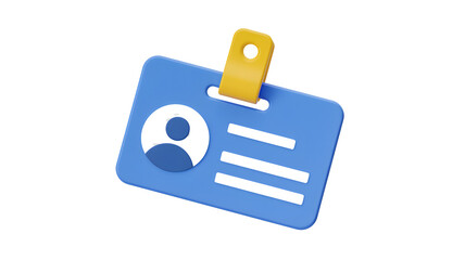 Blue identity card badge access pass identification name tag security employee staff id plastic corporate 3d on transparent background