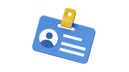 Blue identity card badge access pass identification name tag security employee staff id plastic corporate 3d on transparent background