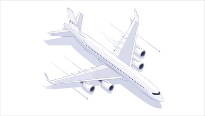 flight journey symbol with tilted isometric perspective vector art isolated on white background