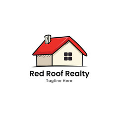 Red Roof Realty Logo - Classic House Vector. Perfect for real estate, property management, and housing brands.